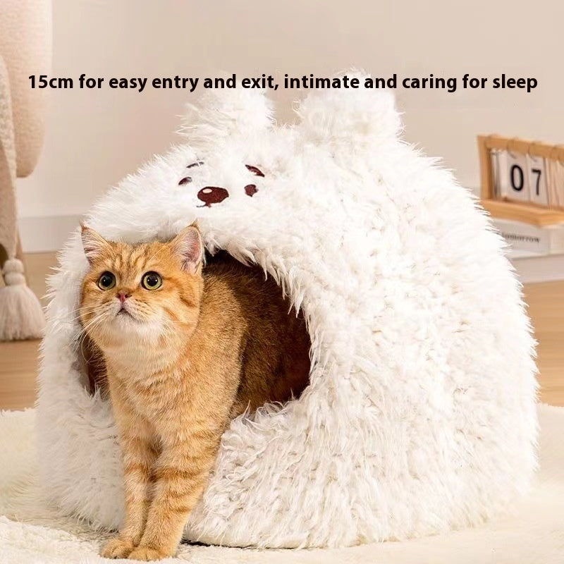 Closed Warm Plush Pet Cat Nest