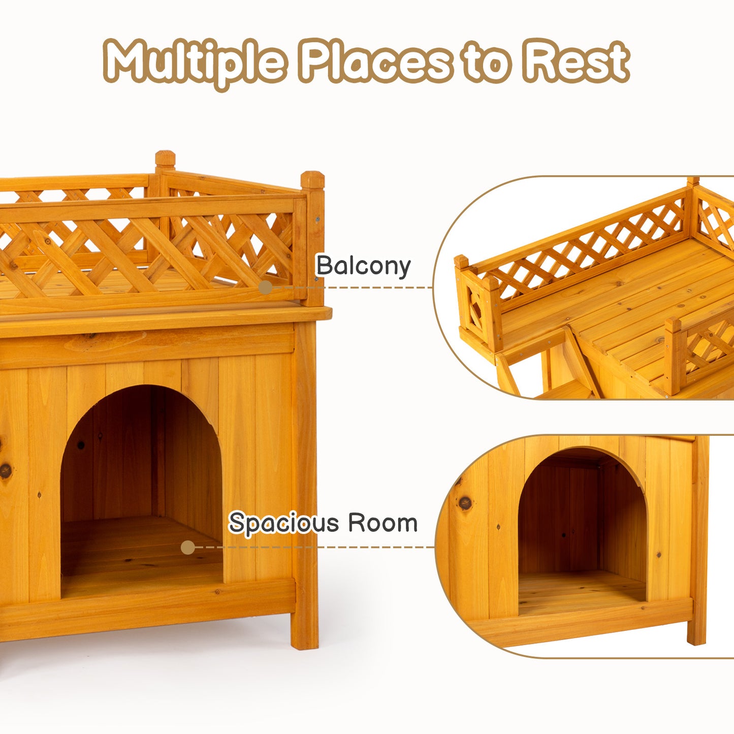 72X50X65.5cm 2 Storey Fence With Staircase Cat House