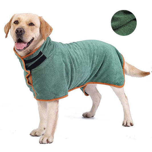 Pet Bathrobe Fast Drying Towel Microfiber Absorbent Soft Bath Robe Adjustable Towel Grooming Coat For Small Medium Large Dog