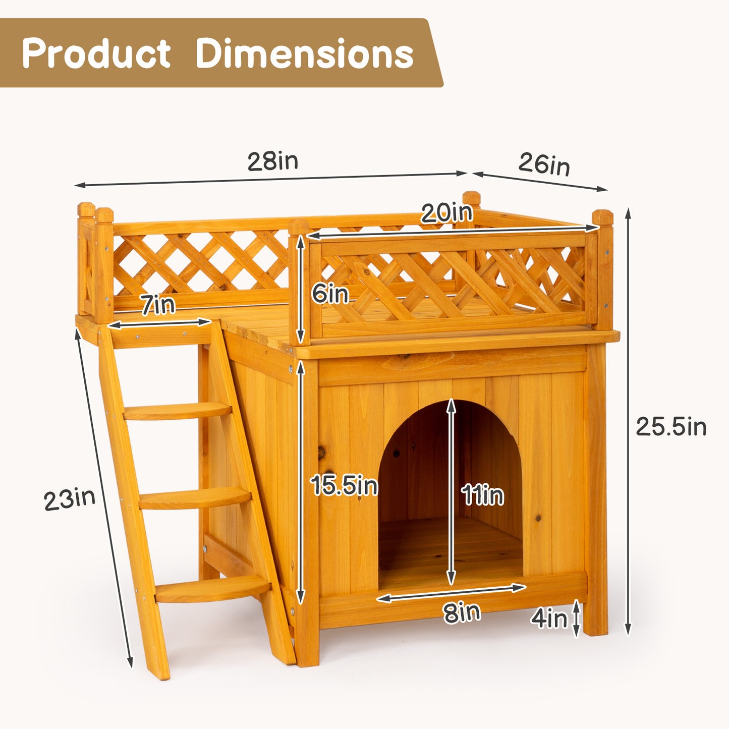 72X50X65.5cm 2 Storey Fence With Staircase Cat House