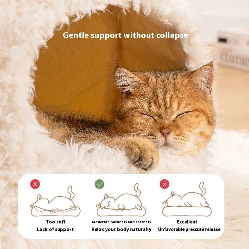 Closed Warm Plush Pet Cat Nest