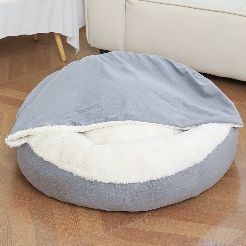 Orthopedic Dog Bed With Hooded Blanket Winter Warm Waterproof Dirt Resistant Cat Puppy House Cuddler Machine