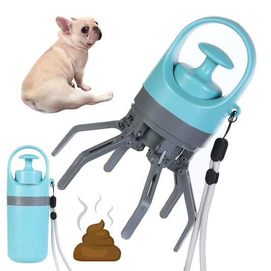 Portable Dog Pooper Scooper with Built-in Waste Bag Dispenser – Lightweight, Easy-to-Use Pet Toilet Picker with 8-Claw Shovel