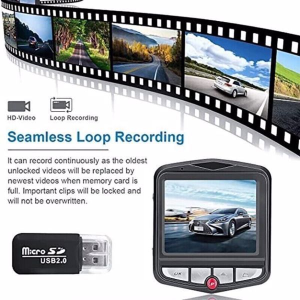 2.4-Inch Full HD 1080P Dash Cam – Front & Rear Car Camera with Night Vision and G-Sensor