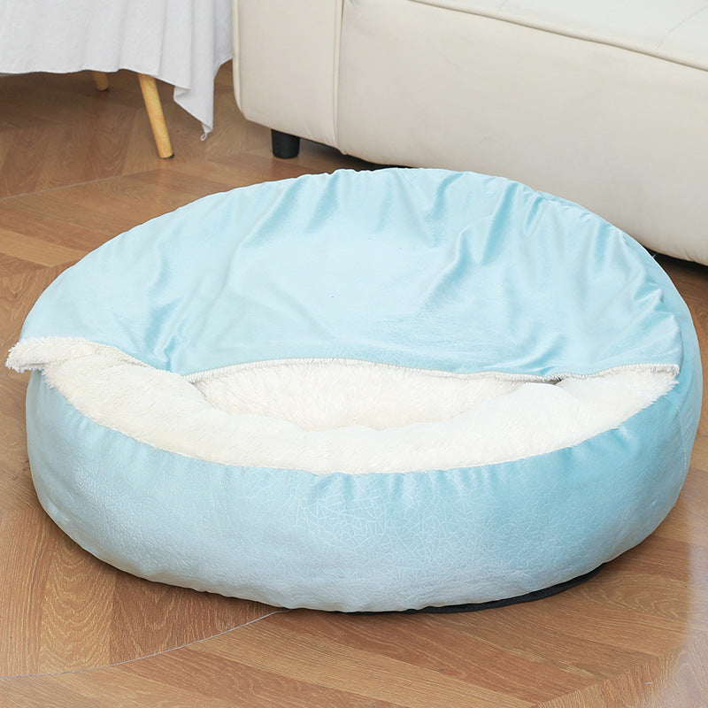 Orthopedic Dog Bed With Hooded Blanket Winter Warm Waterproof Dirt Resistant Cat Puppy House Cuddler Machine