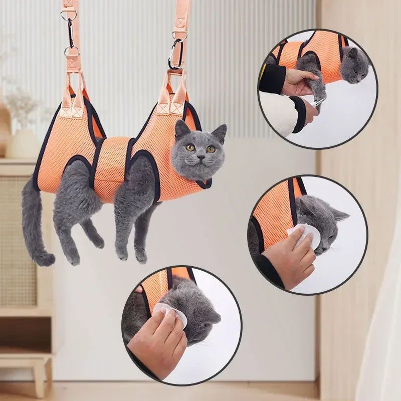 Cat Grooming Nail Cutting Anti Scratch Bite Fixed Bag Bath Trimming Restraint Bag Pet Beauty Hammock Hanging Pet Supplies Set