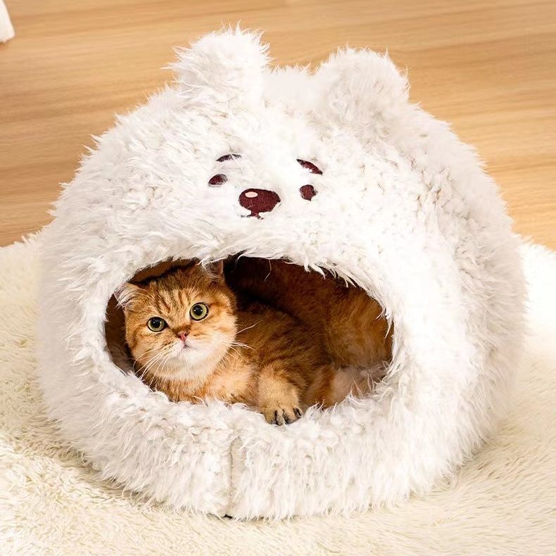 Closed Warm Plush Pet Cat Nest