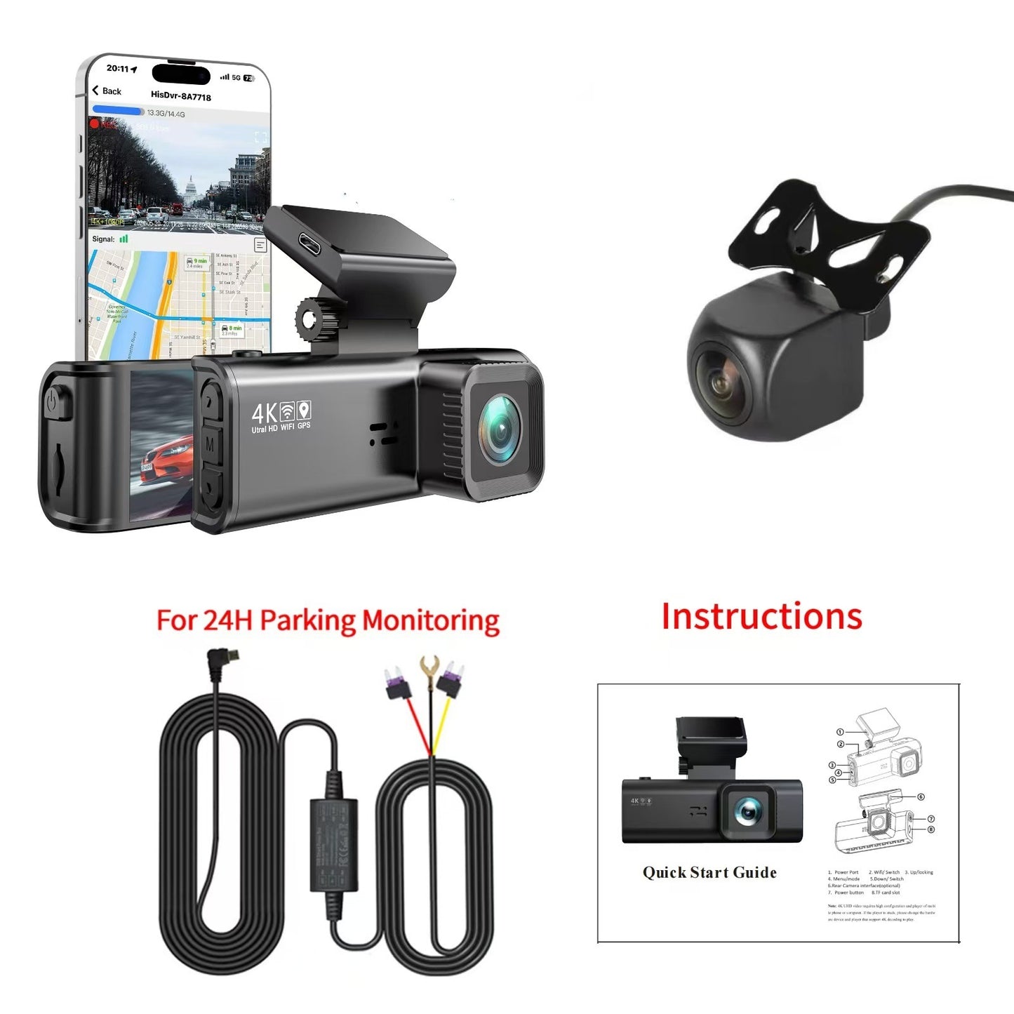 4K GPS Dash Cam – Ultra HD Driving Recorder with GPS Positioning for Enhanced Safety and Navigation