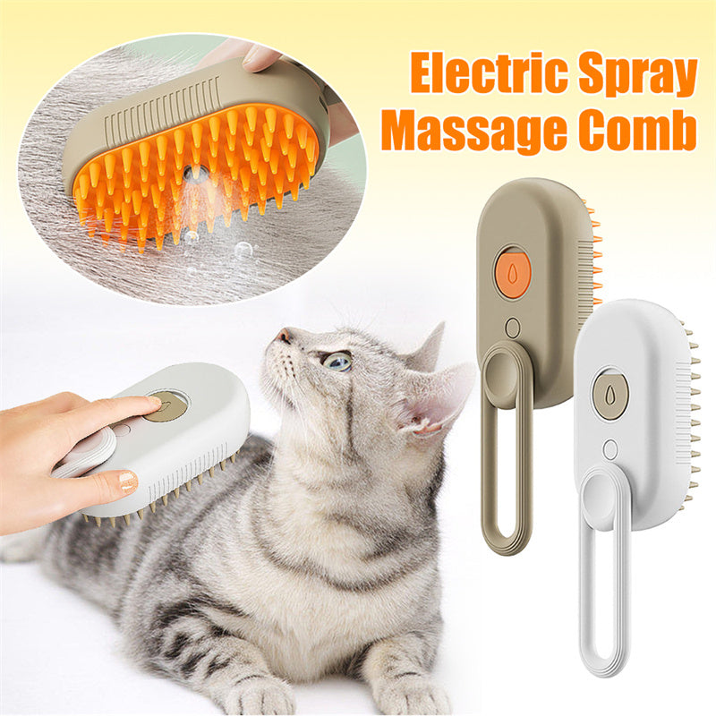 3-in-1 Electric Pet Grooming Brush for Cats & Dogs – Steam, Massage, and Hair Removal Comb with Spray for Easy Grooming