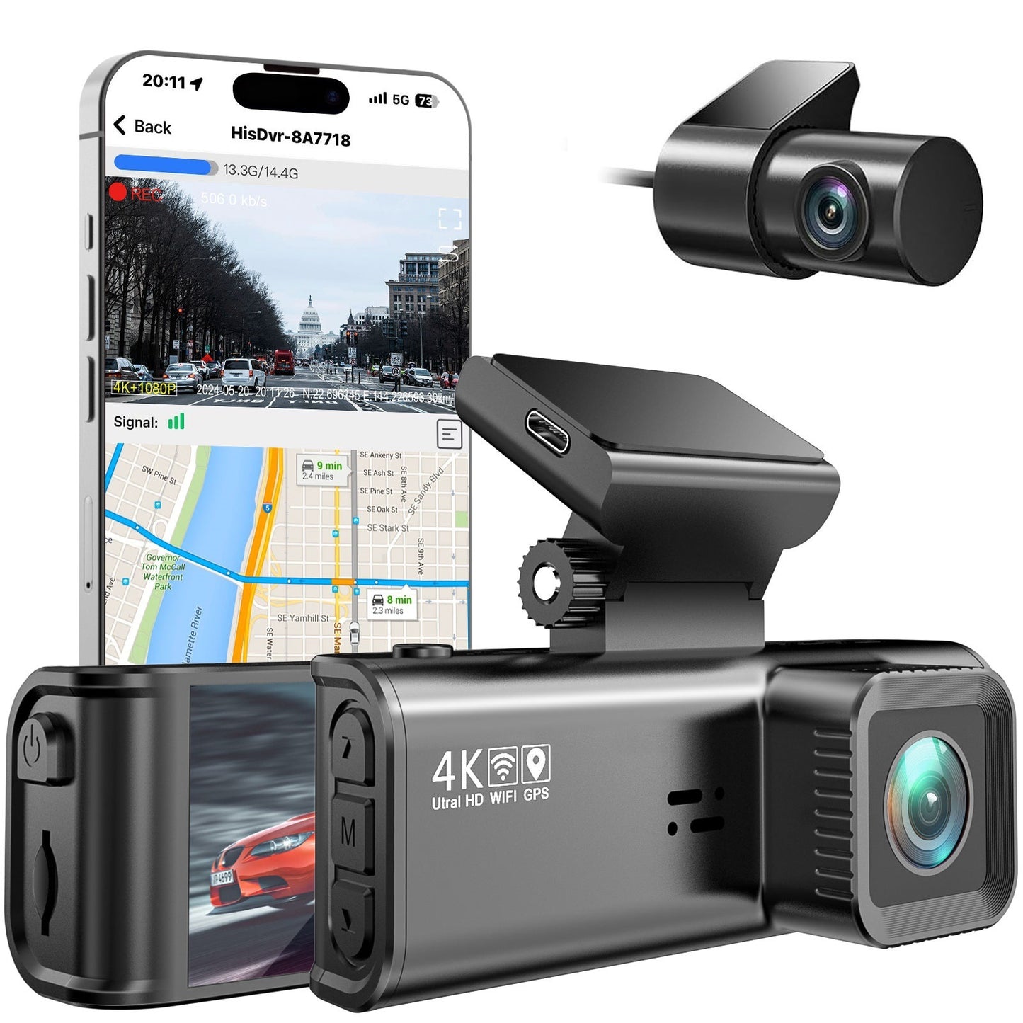 4K GPS Dash Cam – Ultra HD Driving Recorder with GPS Positioning for Enhanced Safety and Navigation