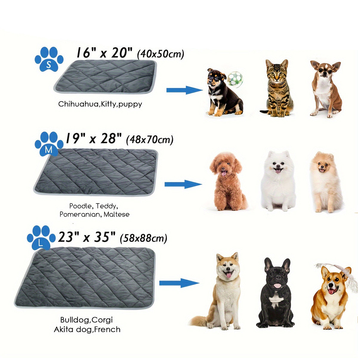 Self-Heating Non-Slip Pet Mat for Cats & Dogs – Extra Warm, Washable Thermal Pad, Cozy Crate Blanket, Ideal for Beds & Floors, Durable Non-Slip Design