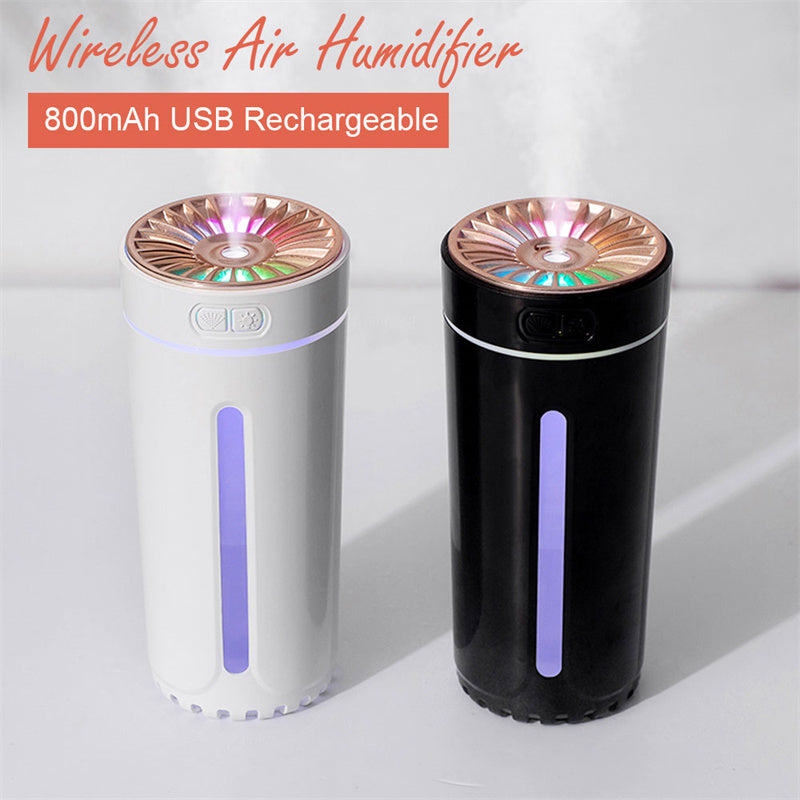 Rechargeable Wireless Air Humidifier with Colorful LED Lights – Ultrasonic Cool Mist Diffuser & Purifier for Car, Home, and Office