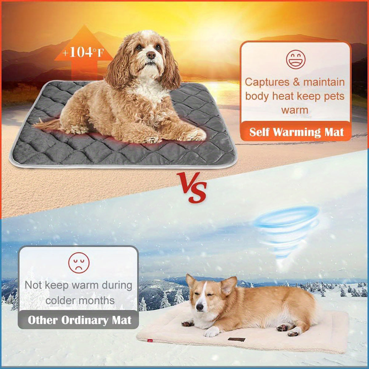 Self-Heating Non-Slip Pet Mat for Cats & Dogs – Extra Warm, Washable Thermal Pad, Cozy Crate Blanket, Ideal for Beds & Floors, Durable Non-Slip Design