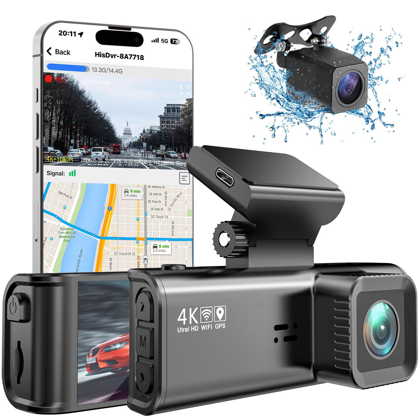 4K GPS Dash Cam – Ultra HD Driving Recorder with GPS Positioning for Enhanced Safety and Navigation