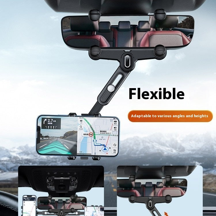 Adjustable Rearview Mirror Phone Mount – Clip-On Car Navigation Holder for Easy Hands-Free Use