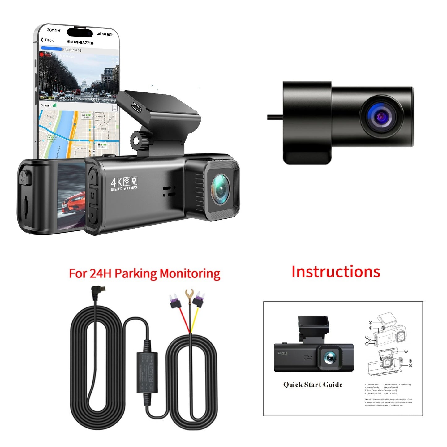 4K GPS Dash Cam – Ultra HD Driving Recorder with GPS Positioning for Enhanced Safety and Navigation