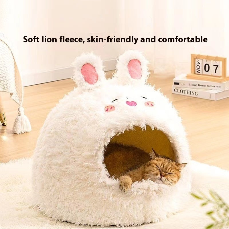 Closed Warm Plush Pet Cat Nest