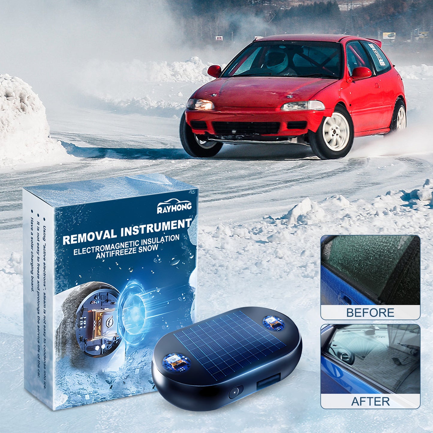 Portable Car Snow & Ice Remover – Fast Deicing Tool for Windshields, Rearview Mirrors, and Anti-Freezing Protection