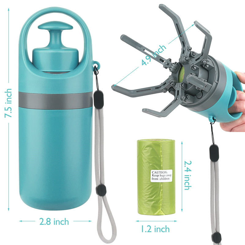 Portable Dog Pooper Scooper with Built-in Waste Bag Dispenser – Lightweight, Easy-to-Use Pet Toilet Picker with 8-Claw Shovel