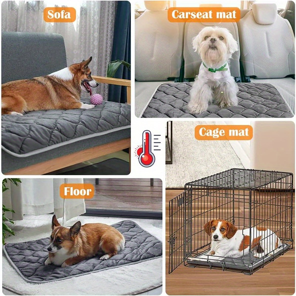 Self-Heating Non-Slip Pet Mat for Cats & Dogs – Extra Warm, Washable Thermal Pad, Cozy Crate Blanket, Ideal for Beds & Floors, Durable Non-Slip Design