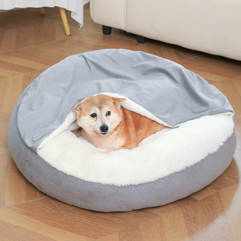 Orthopedic Dog Bed With Hooded Blanket Winter Warm Waterproof Dirt Resistant Cat Puppy House Cuddler Machine