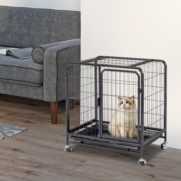 62x44x66cm Assembled Square Tube Wire Black Cat And Dog Cage