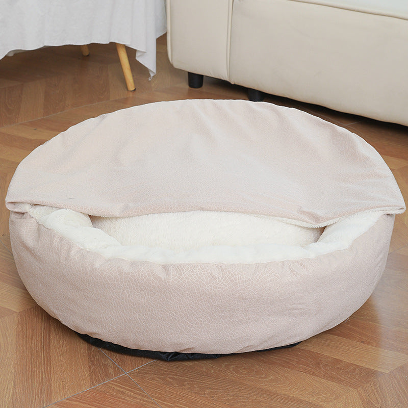 Orthopedic Dog Bed With Hooded Blanket Winter Warm Waterproof Dirt Resistant Cat Puppy House Cuddler Machine