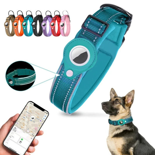 Leather Airtag Collar for Dogs & Cats – Anti-Lost Pet Tracker Holder, Durable Traction Collar with Airtag Case, Premium Dog & Cat Accessories