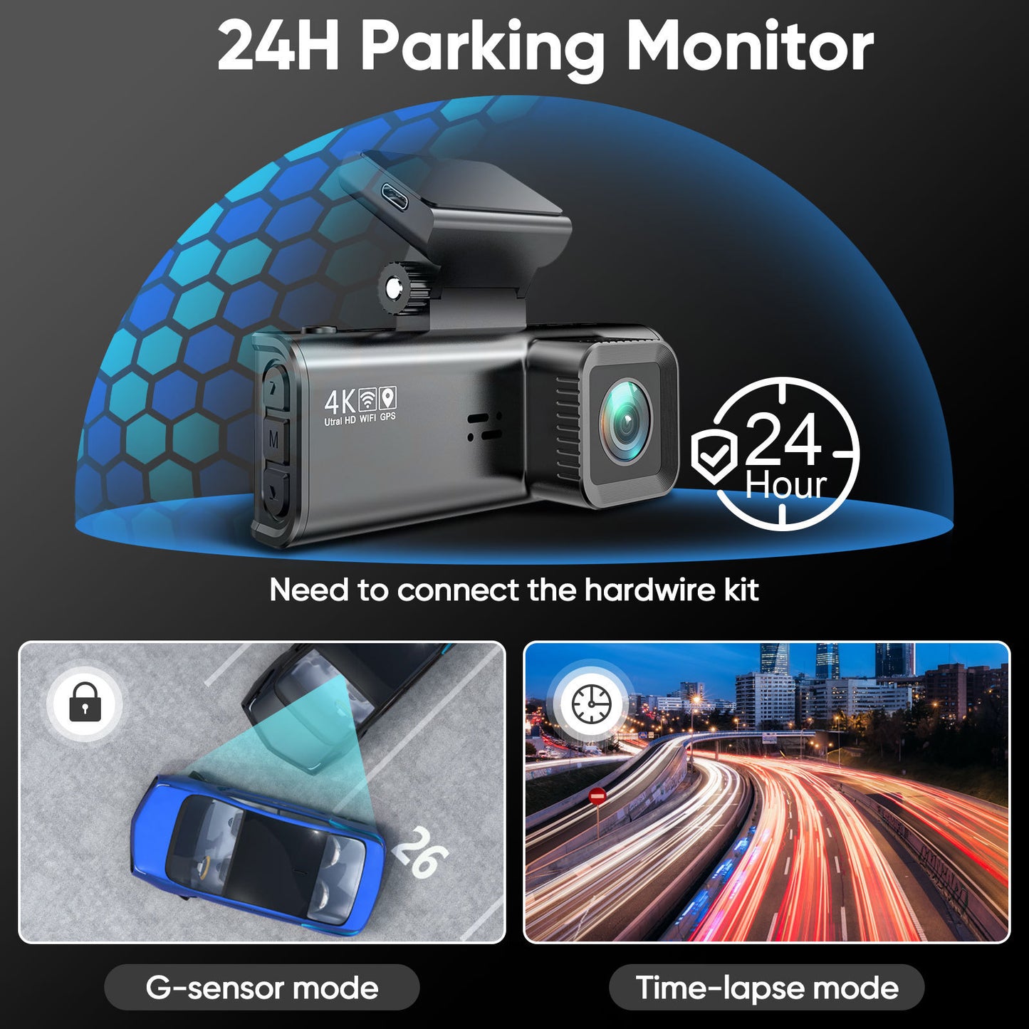 4K GPS Dash Cam – Ultra HD Driving Recorder with GPS Positioning for Enhanced Safety and Navigation