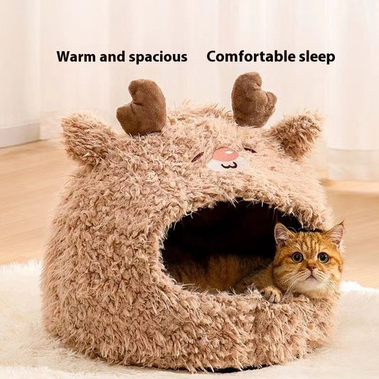 Closed Warm Plush Pet Cat Nest